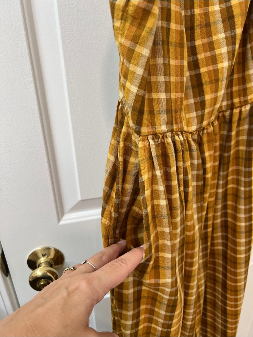 Old Navy Yellow and Brown Plaid Midi Dress - Picture 4 of 4